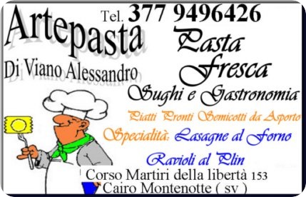 Pasta Fresca Gastronomia Lasagne al Forno Ravioli al Plin Sughi Verdure Ripiene Artepasta Cairo Montenotte (SV)